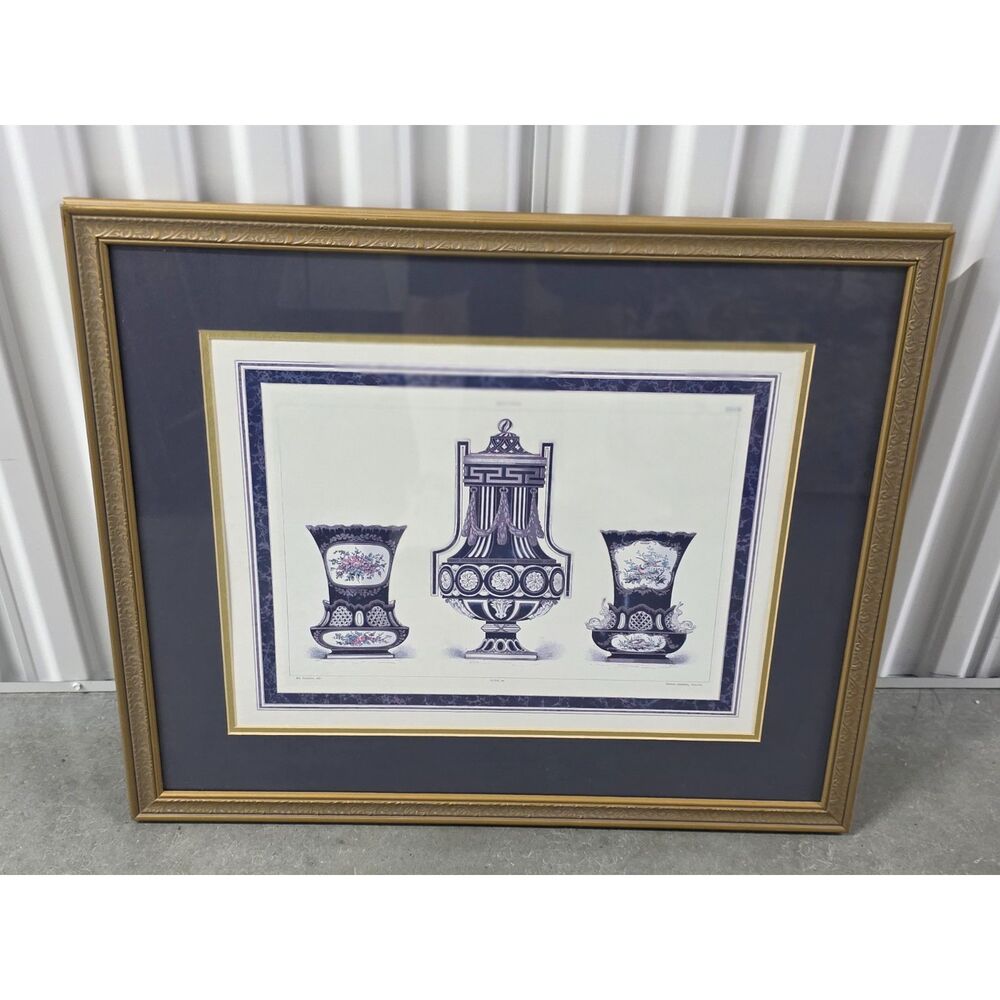 Original 1891 Édouard Garnier Sèvres Porcelain Antique Lithograph Print - Framed